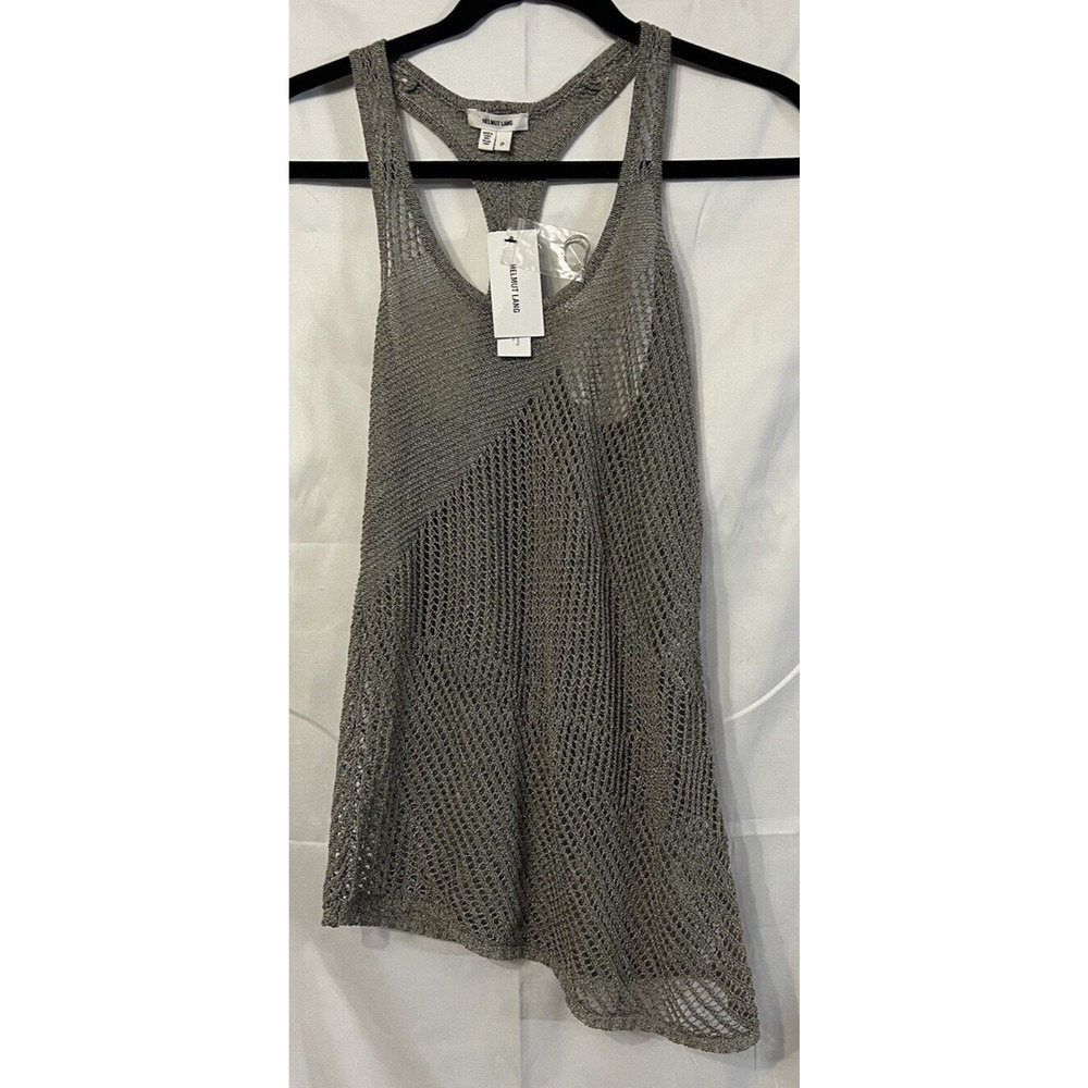 Helmut Lang Mesh Crochet Cropped Asymmetrical Tank Top Women’s Petite